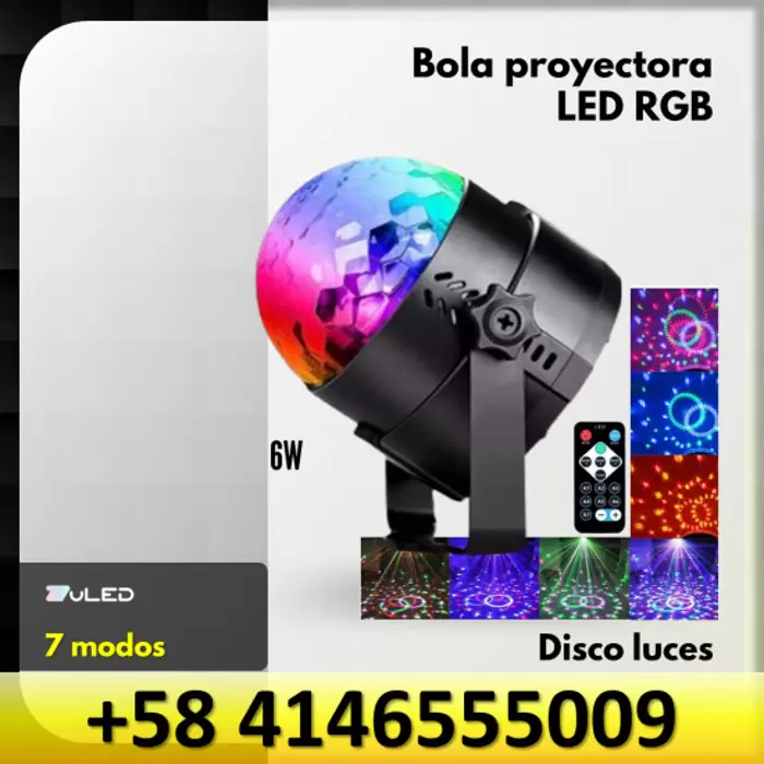 BOLA PROYECTORA LED RGB 6W DISCO LUCES 7 MODOS ZUL