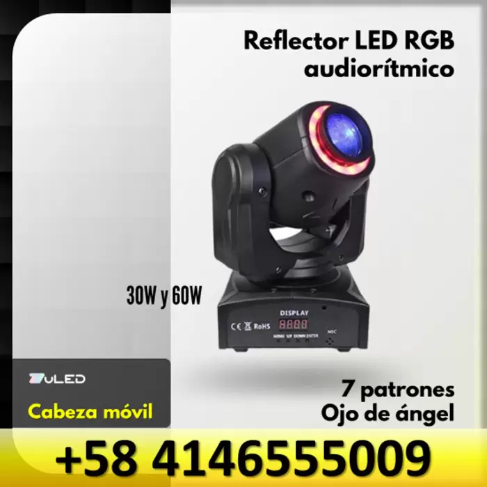 REFLECTOR LED RGB ROBOTICO MOVIL 30W 7 PATRONES OJ
