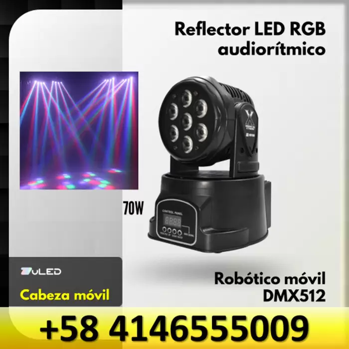 REFLECTOR LED RGB ROBOTICO MOVIL 70W DMX512 ZULED