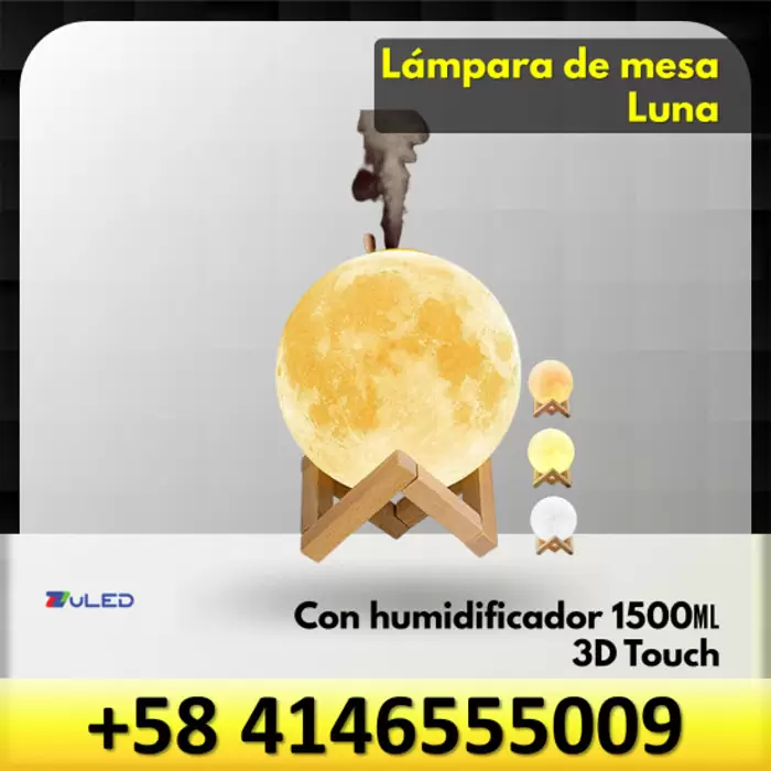 $ 20.010 USD LAMPARA LED DE MESA LUNA 3D 3000K/6000K CON HUMIFI