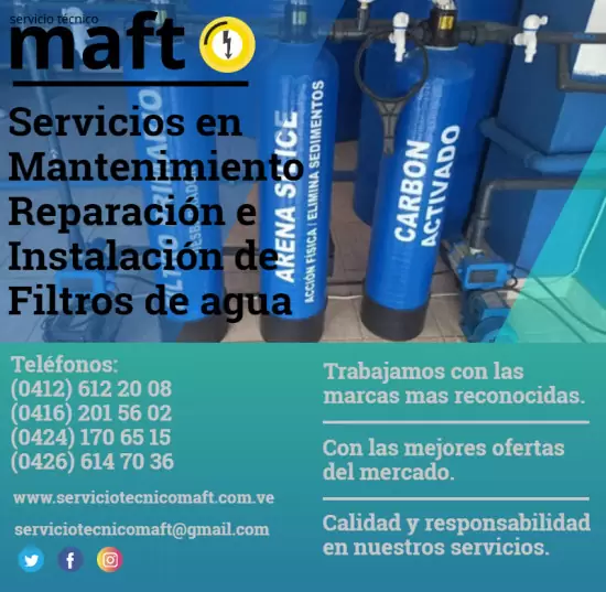 Instalación reparación filtros de agua en Caracas